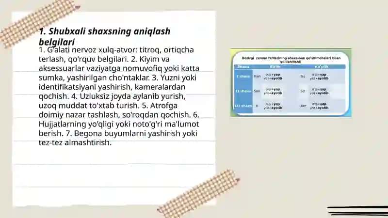 Shubxali shaxsning aniqlash belgilari 3