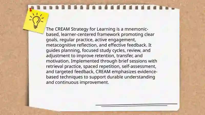 The CREAM STRATEGY FOR LEARNING 3