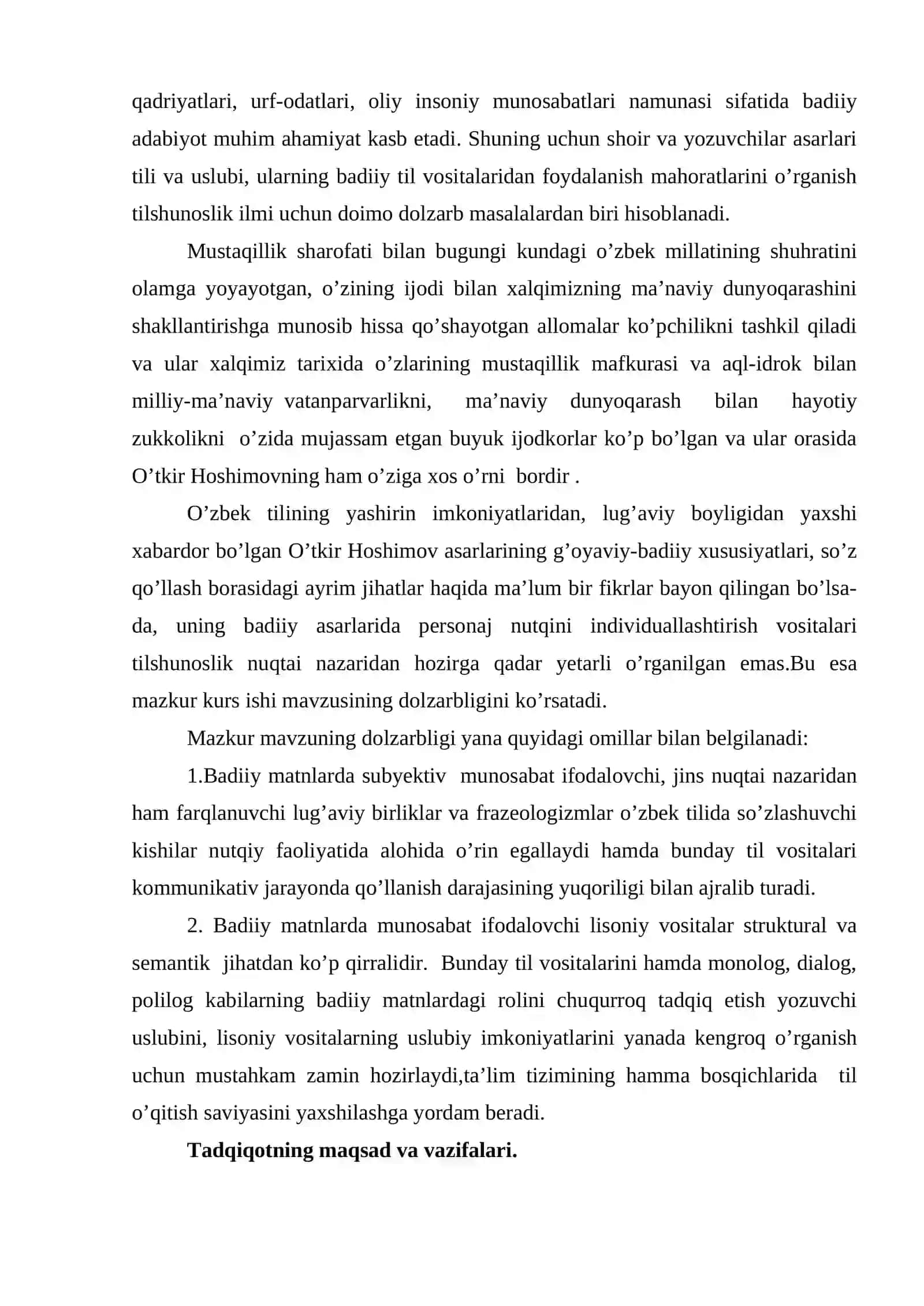 «O’tkir Hoshimovning «Ikki eshik orasi» asarida personaj nutqini individuallashtirish vositalari» 3