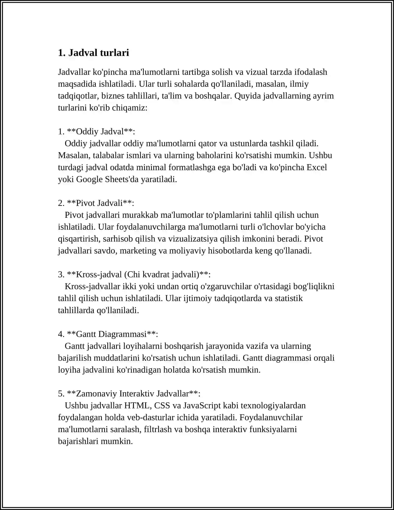 STATISTIK JADVAL TURLARI VA UNI TUZISH QOIDALARI 3