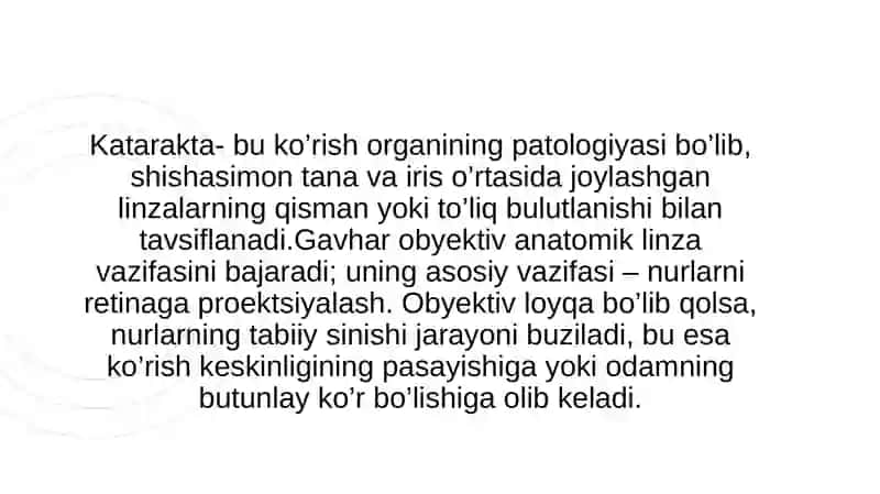 Kataraktani zamonaviy davolash usullari va profilaktikasi 3
