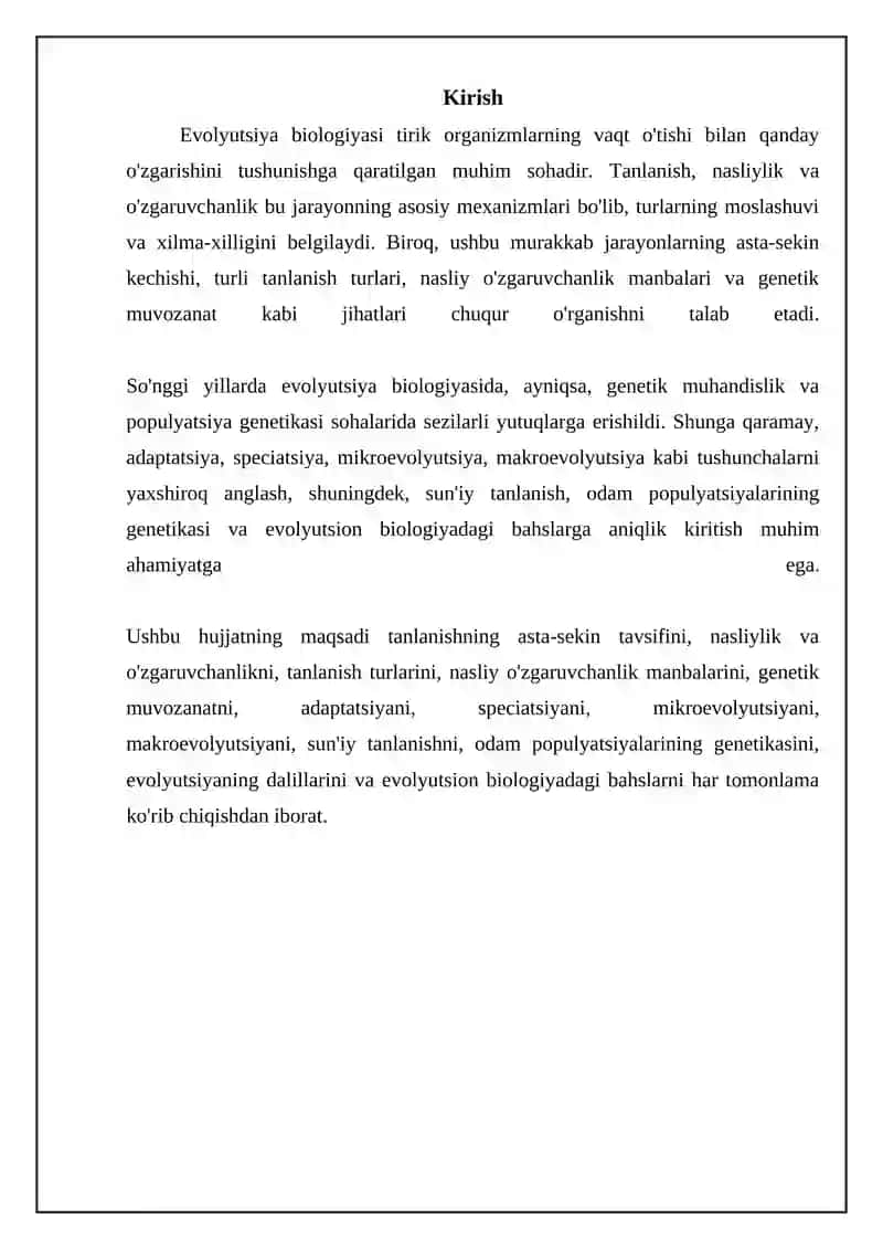 Evolyutsiya biologiyasi 3