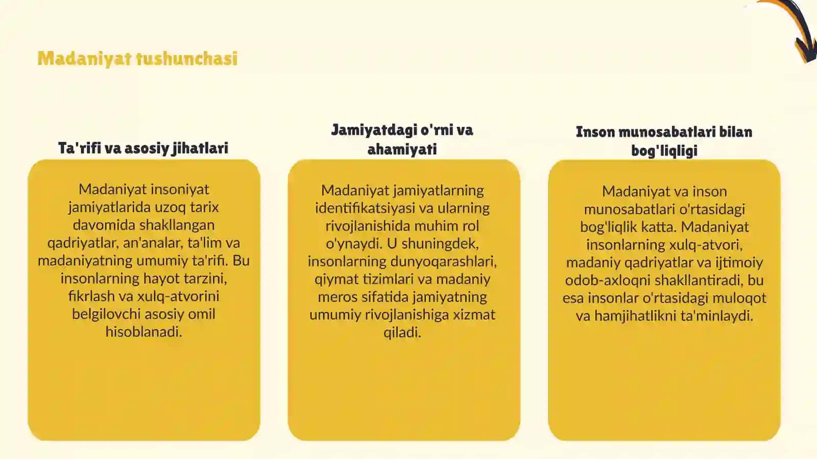 Madaniyat tushunchasi, tuzulmasi va jamiyatdagi funsialari 3