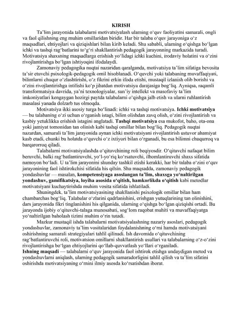 TALABALARNI MOTIVATSIYALASH VA O‘QUV FAOLIYATINI OSHIRISH YO‘LLARI 3