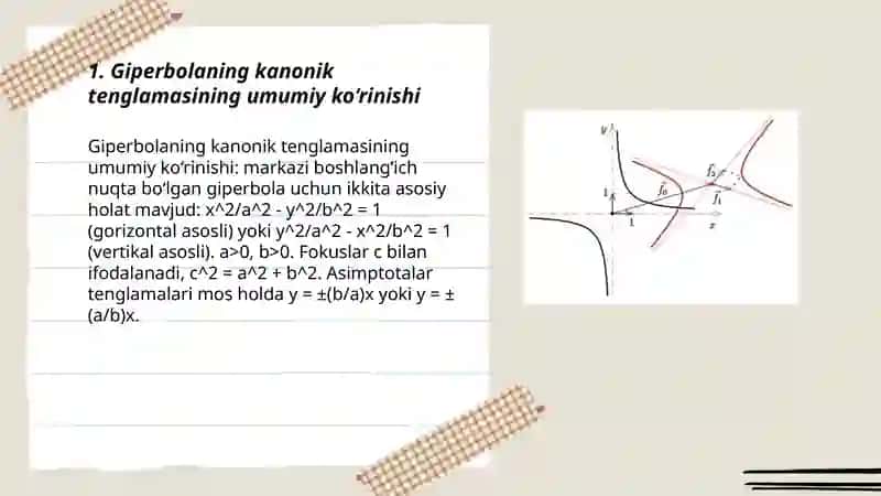 Giperbolaning kanonik tenglamasi 3
