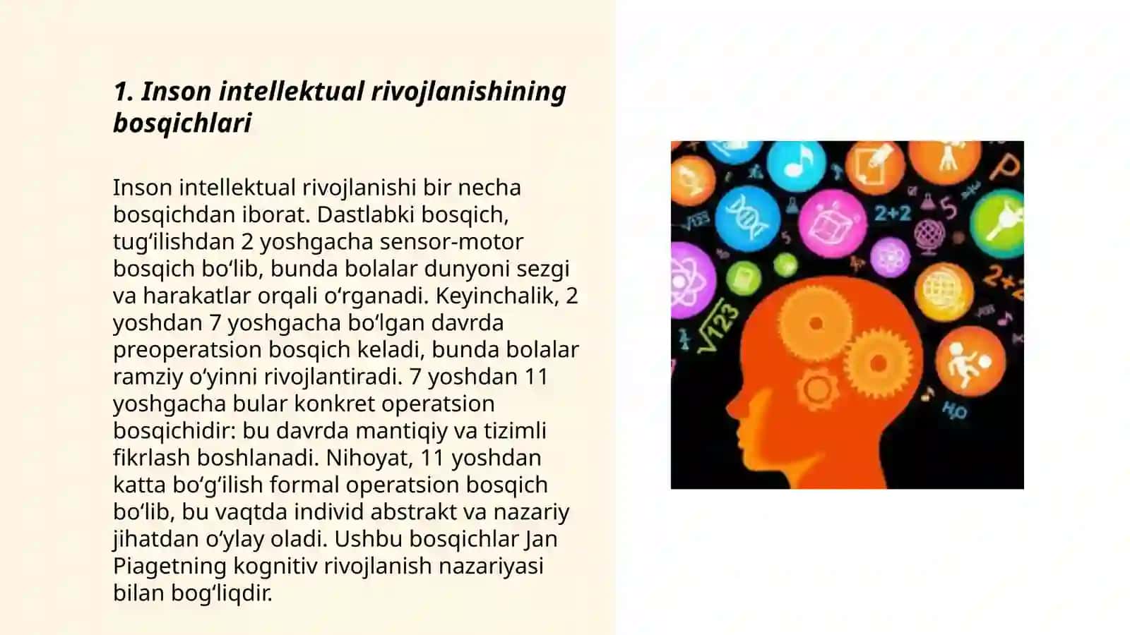Oliy ruxiy funksiyalar intellektual rivojlanishning asosiy bosqichlari 3