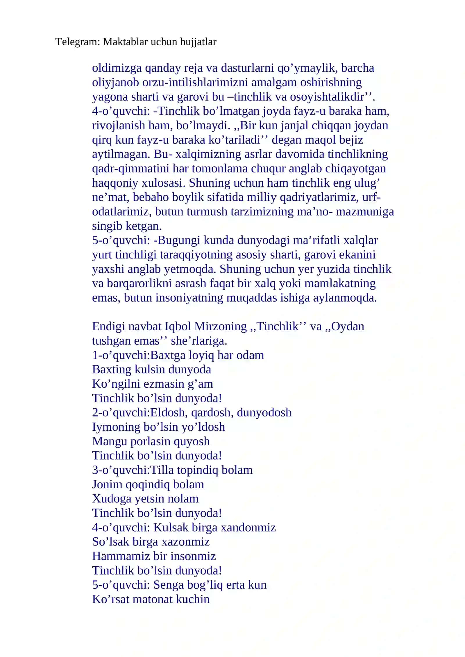 Tinchlik, xotirjamlik-be’baho ne’mat 3