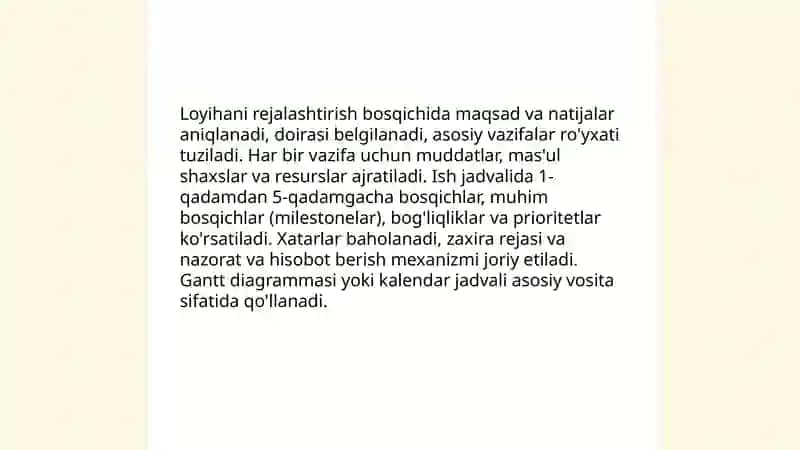 Amaliy loyihalar bo'yicha mustaqil ishlar 3