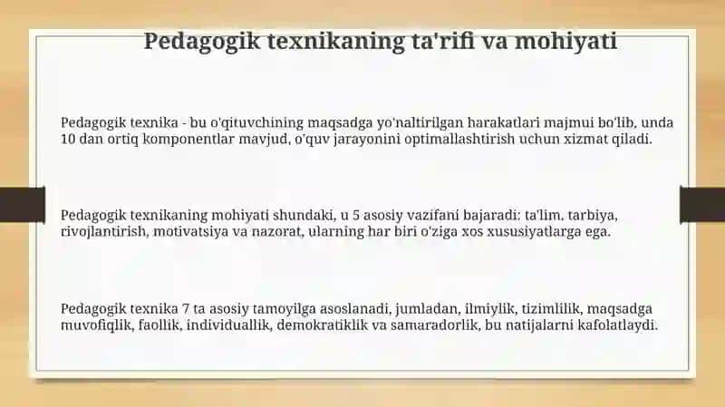 Pedagogik texnikaning xususiyatlari 3