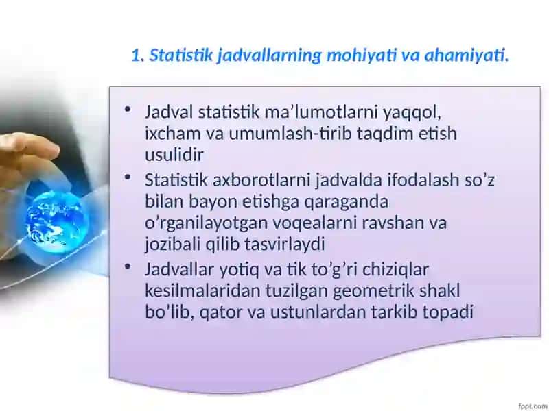 Statistik jadvallar va grafiklar 3