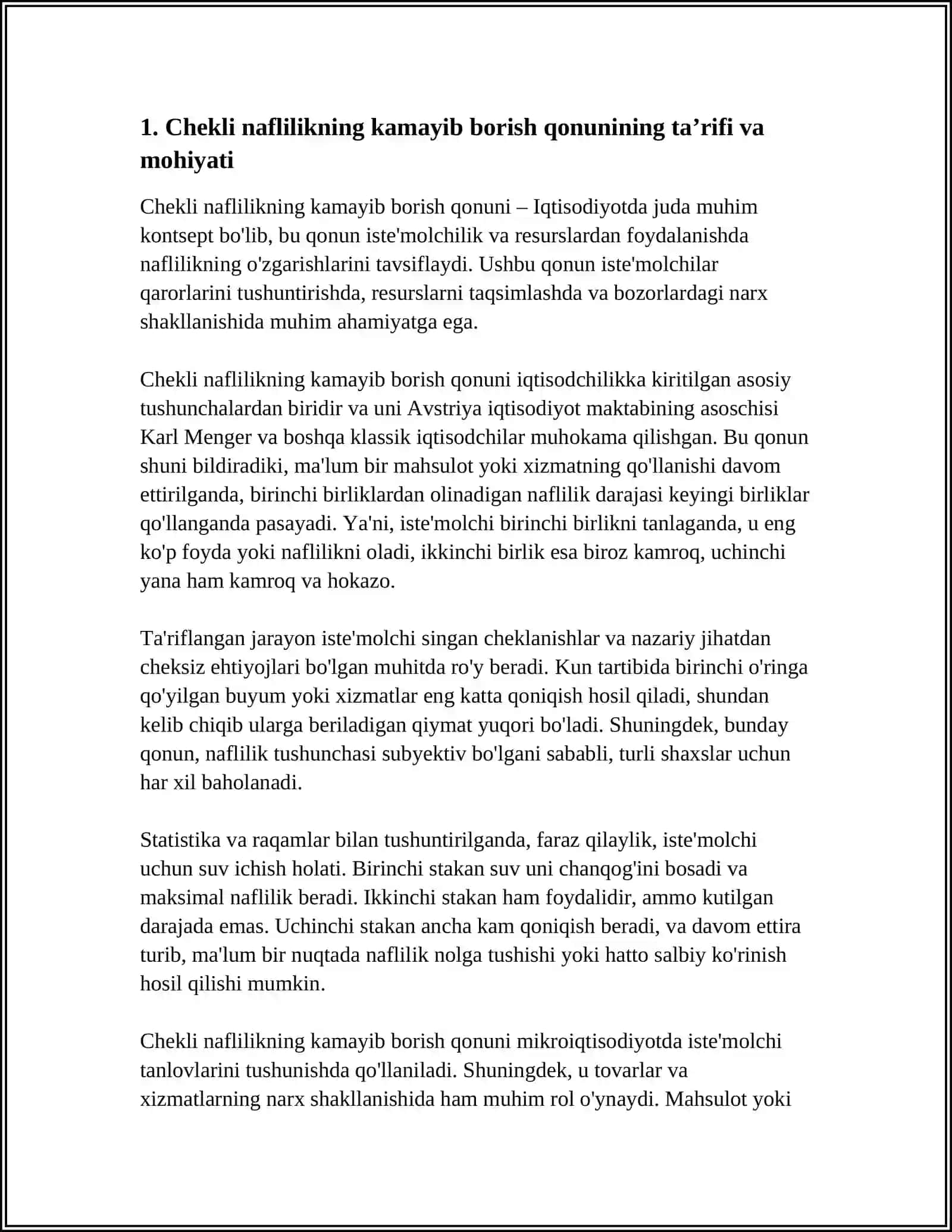 CHEKLI NAFLILIKNING KAMAYIB BORISH QONUNI 3