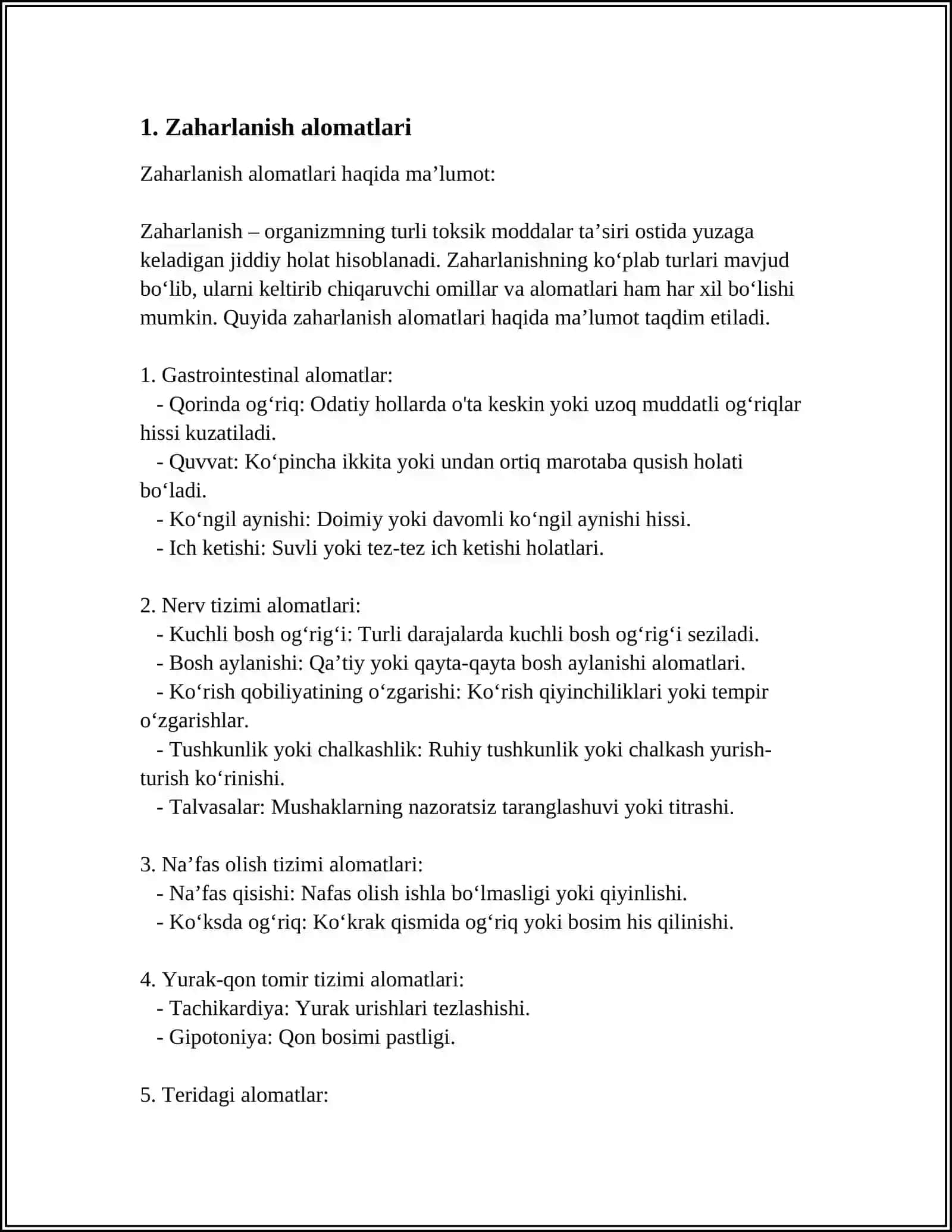 Zaharlanish alomatlari 3