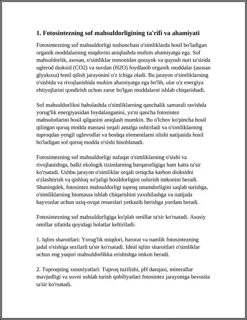 FOTOSINTEZNING SOF MAHSULDORLIGI 3