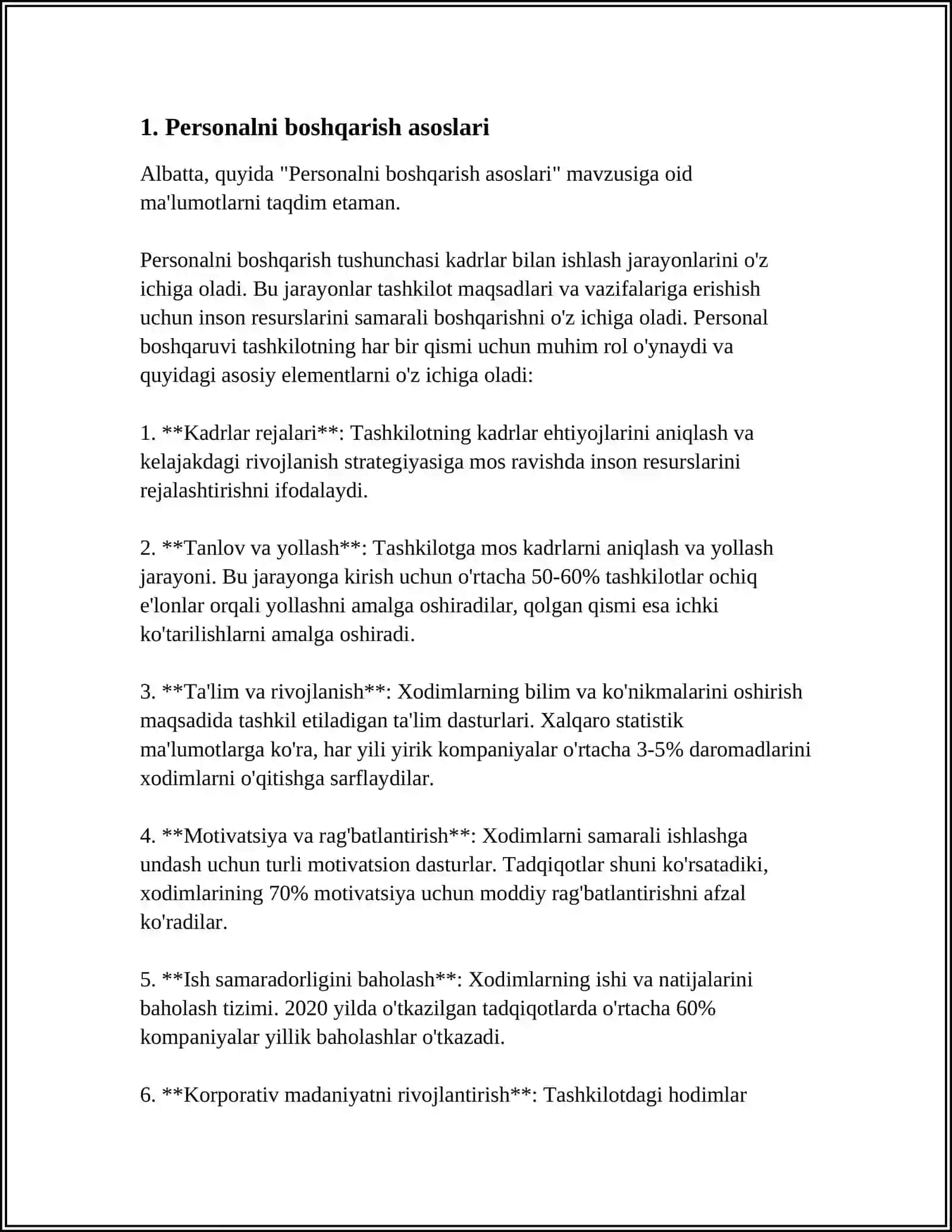 Personalni boshqarish asoslari 3
