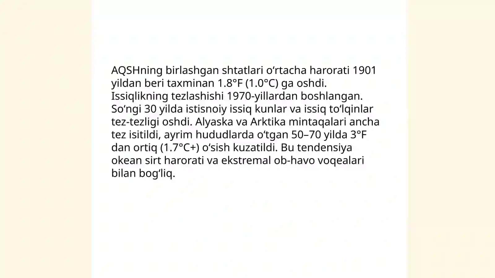 AQSH iqlim o'zgarishi xaqida 3