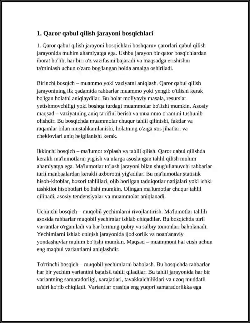 BOSHQARUV QARORLARI QABUL QILISH ASOSLARI 3