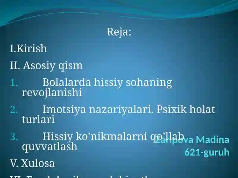 Hissiy emotsional sohasi rivojlanishi 3