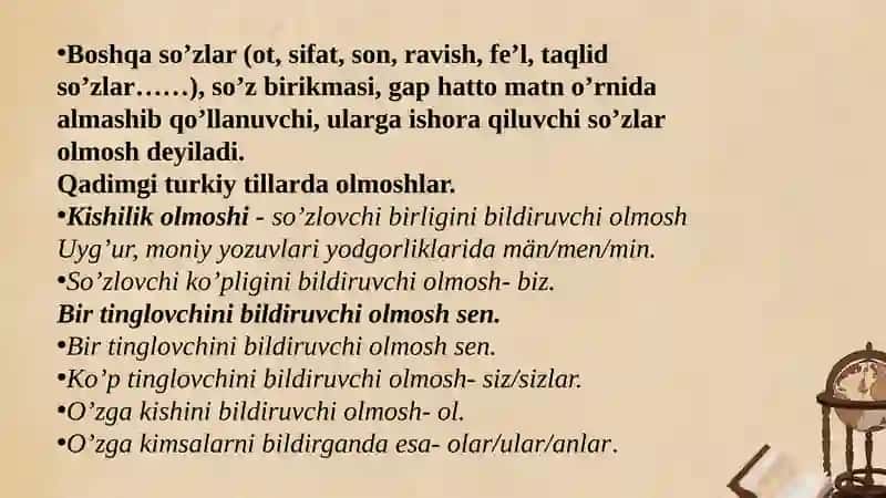 Olmoshning ma'notlari va tuzilish jihatlari 3