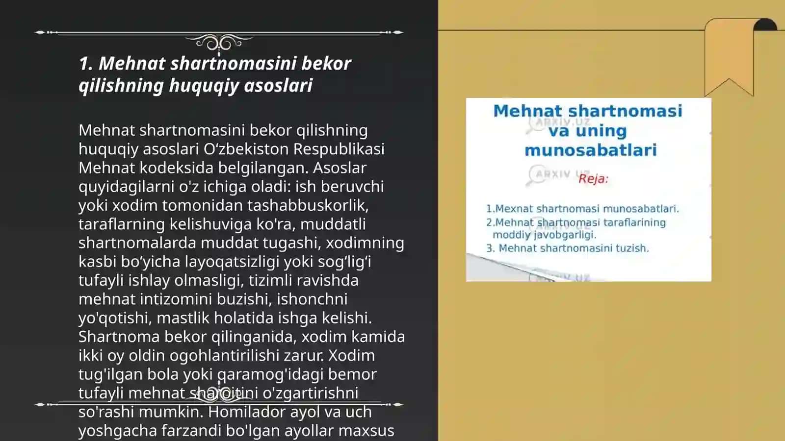 Mehnat shartnomasini bekor qilish 3