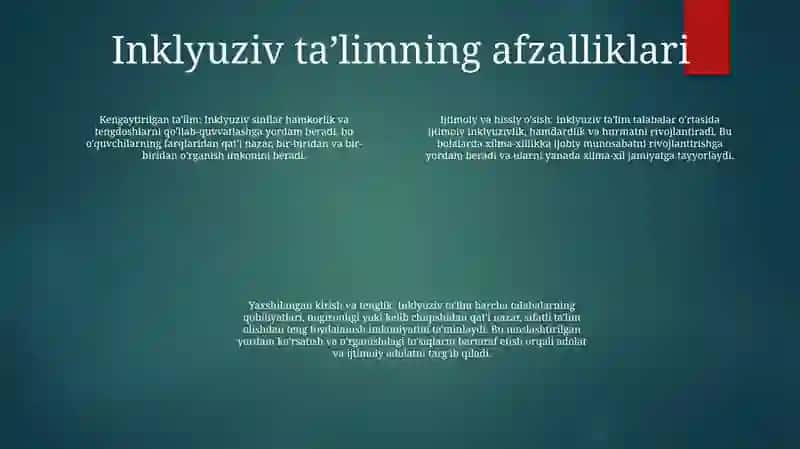 Inklyuziv Talim Modellsei 3