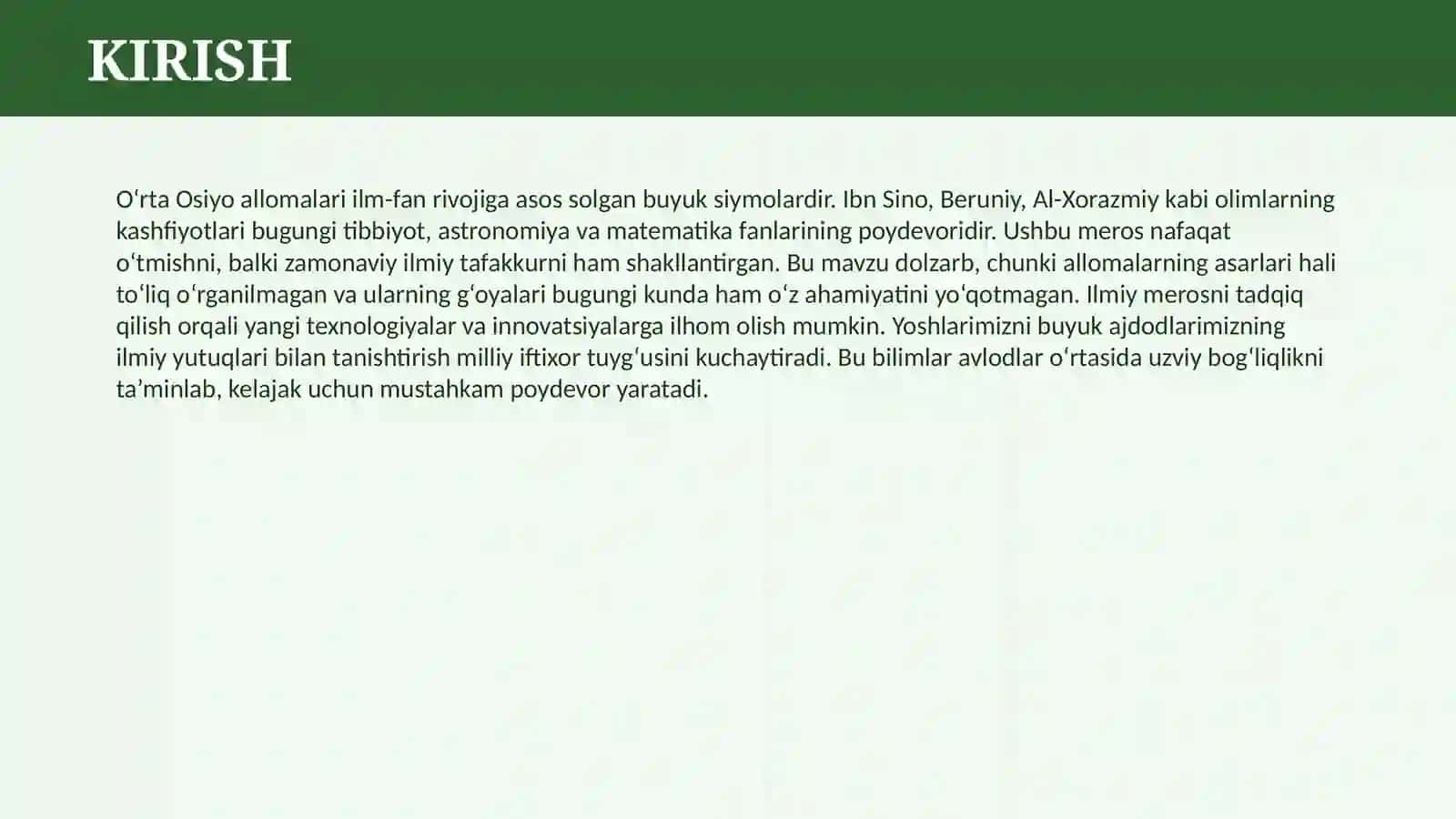 O’RTA OSIYO ALLOMALARI VA ULARNING ILMIY ME’ROSI 3
