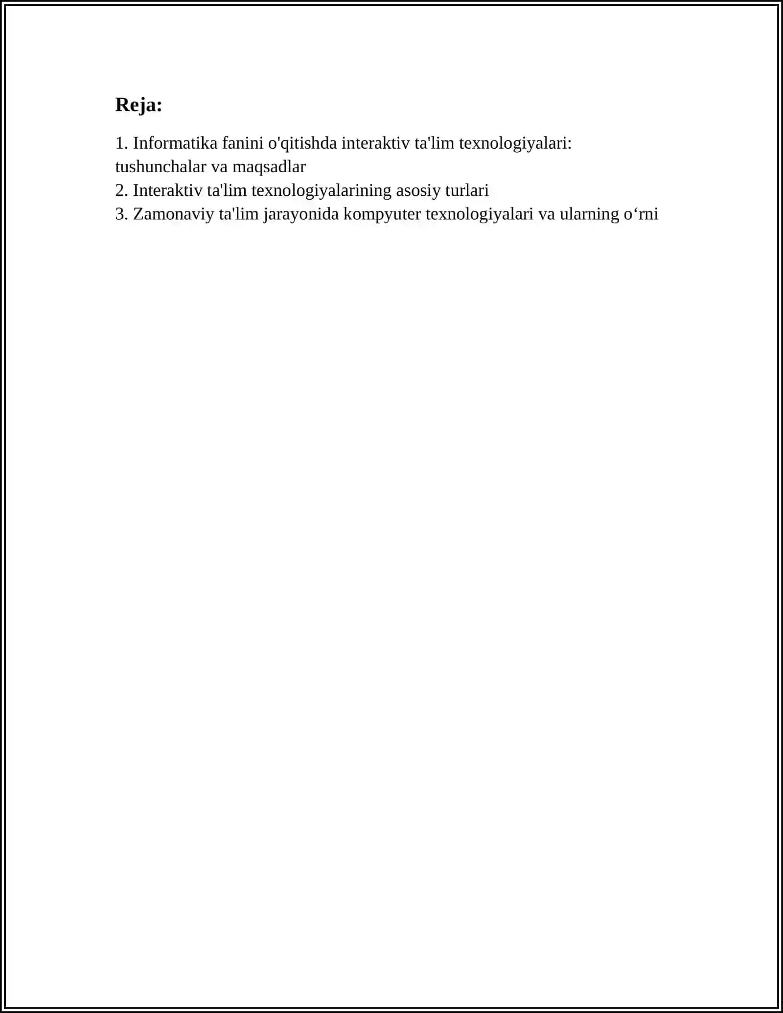 INFORMATIKANI O‘QITISHDA INTERAKTIV TA’LIM TEXNOLOGIYALARINI QO‘LLASH 3