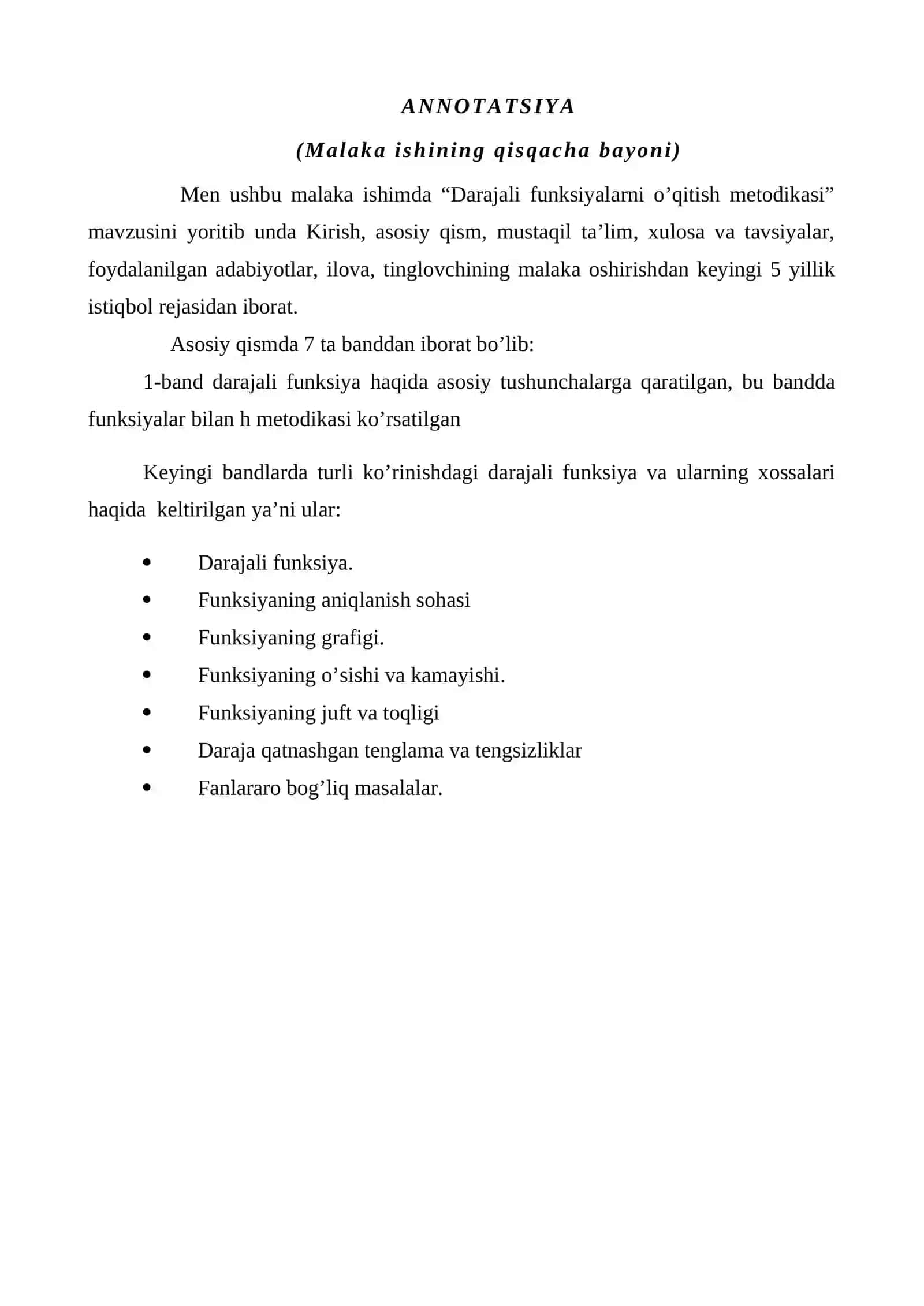 Matematika "Darajali funksiya" mavzularini o'tish metodikasi 3
