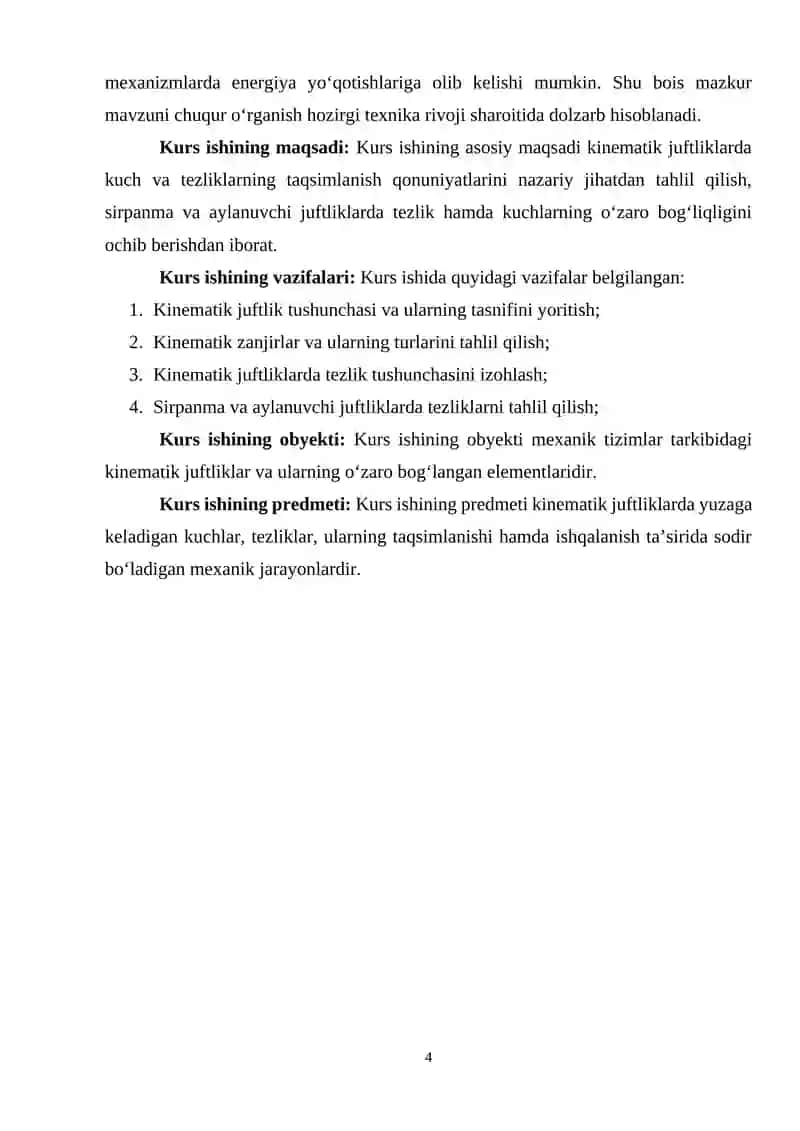 KINEMATIK JUFTLIKLARDA KUCH VA TEZLIK 3
