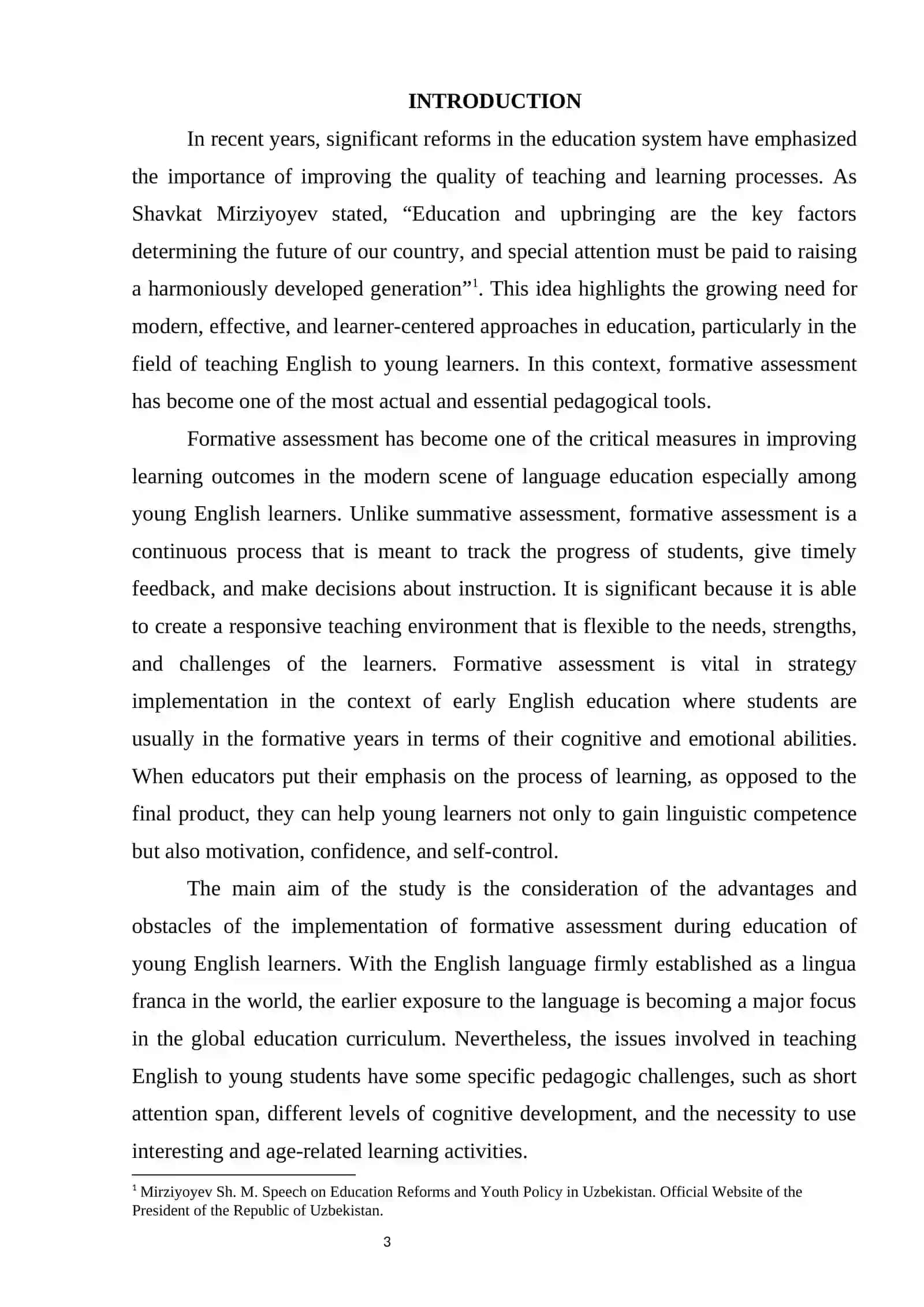 FORMATIVE ASSESSMENT IN YOUNG ENGLISH LEARNERS: BENEFITS AND CHALLENGES 3