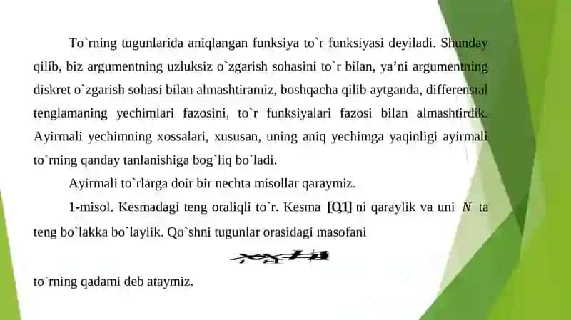 ODDIY DIFFERENSIAL TENGLAMALAR UCHUN AYIRMALI SXEMALAR 3