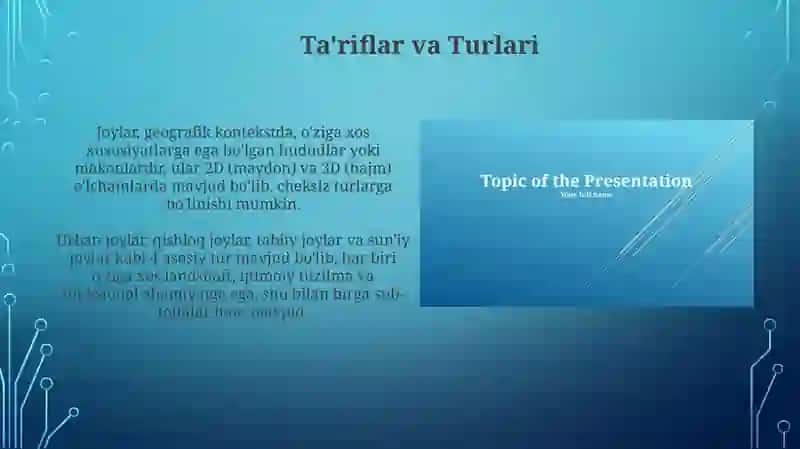 Joylar: Ta'rif, Turlari va Ahamiyati 3