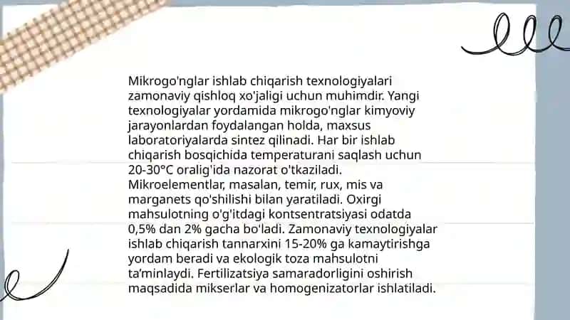 Mikrogo'nglar ishlab chiqarish texnologiyalari 3