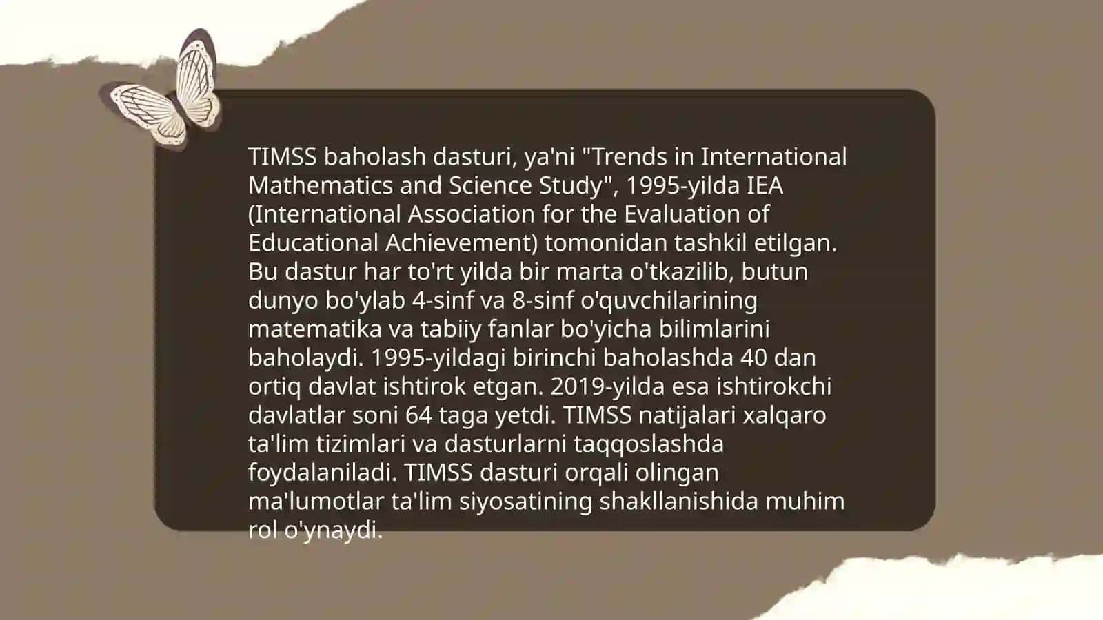 TIMSS xalqaro baholash dasturi 3