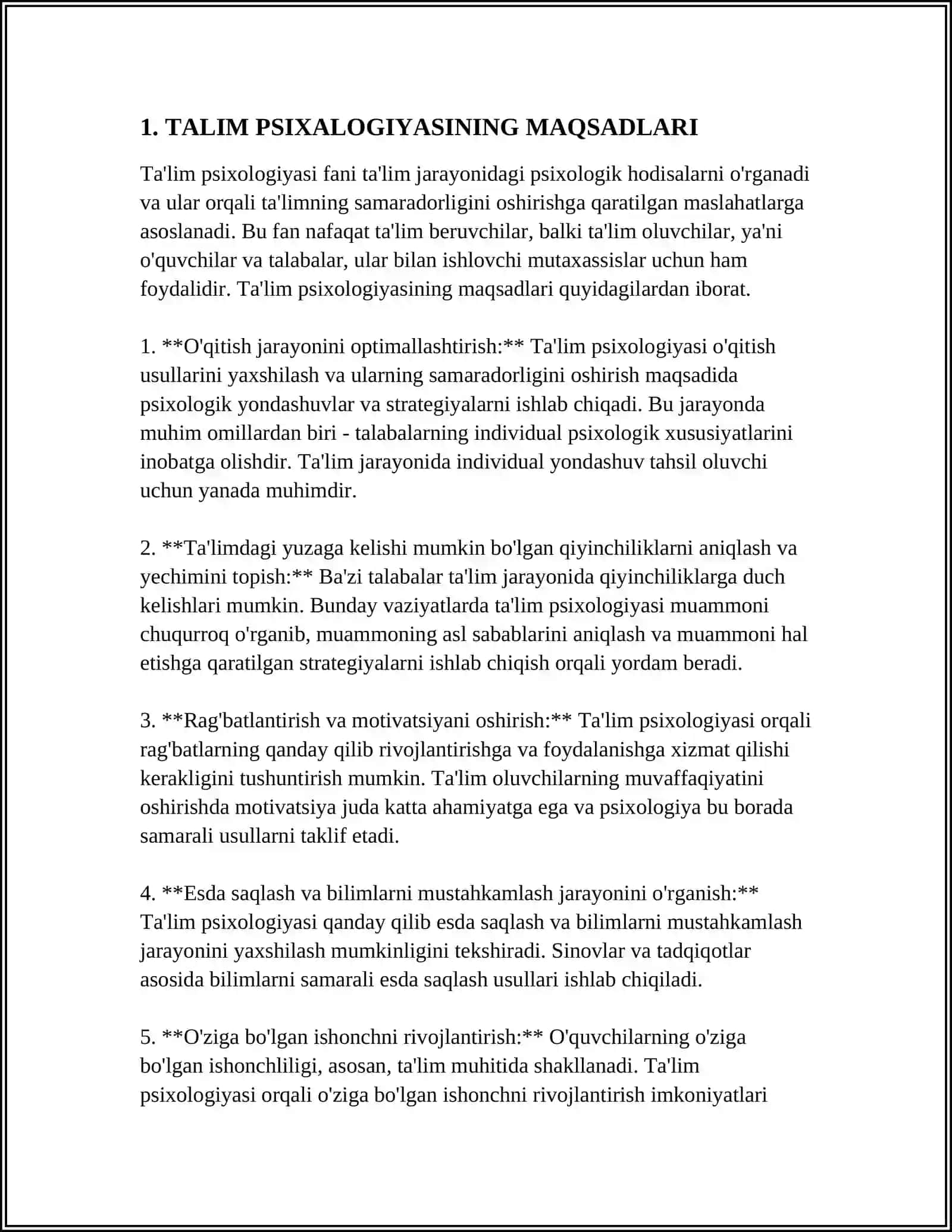 TALIM PSIXALOGIYASINING O'RGANISH ZARURATI 3