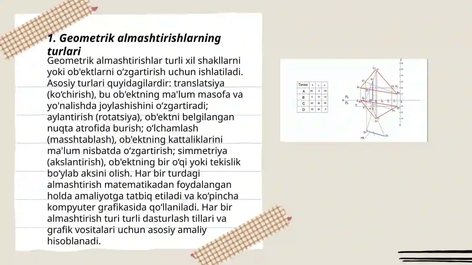 Geometrik almashtirishlar 3