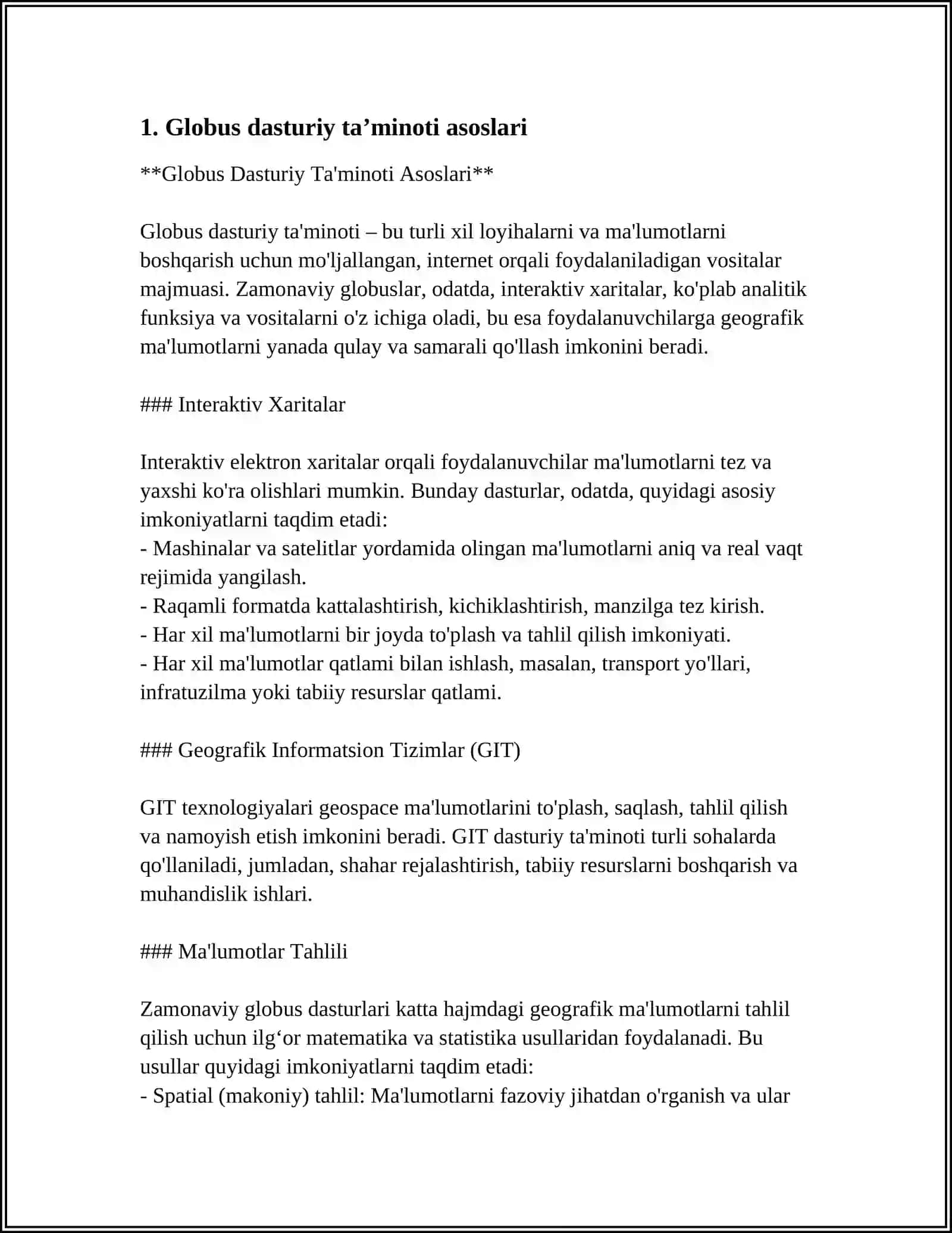 Globus dasturiy ta’minoti asoslari 3