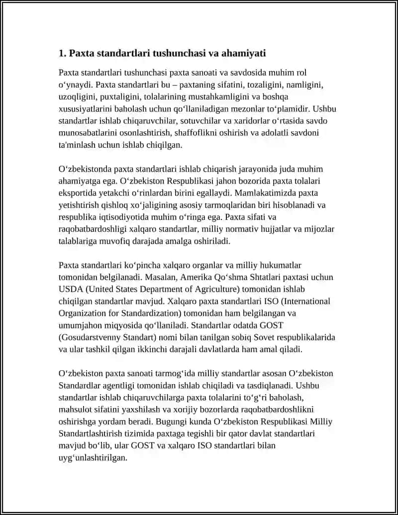 Paxta standartlari haqida 3