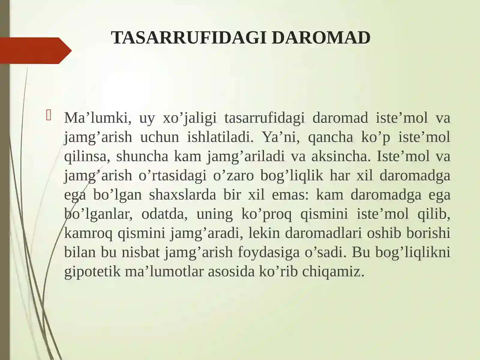 ISTE’MOL, JAMG’ARISH VA INVESTITSIYA 3