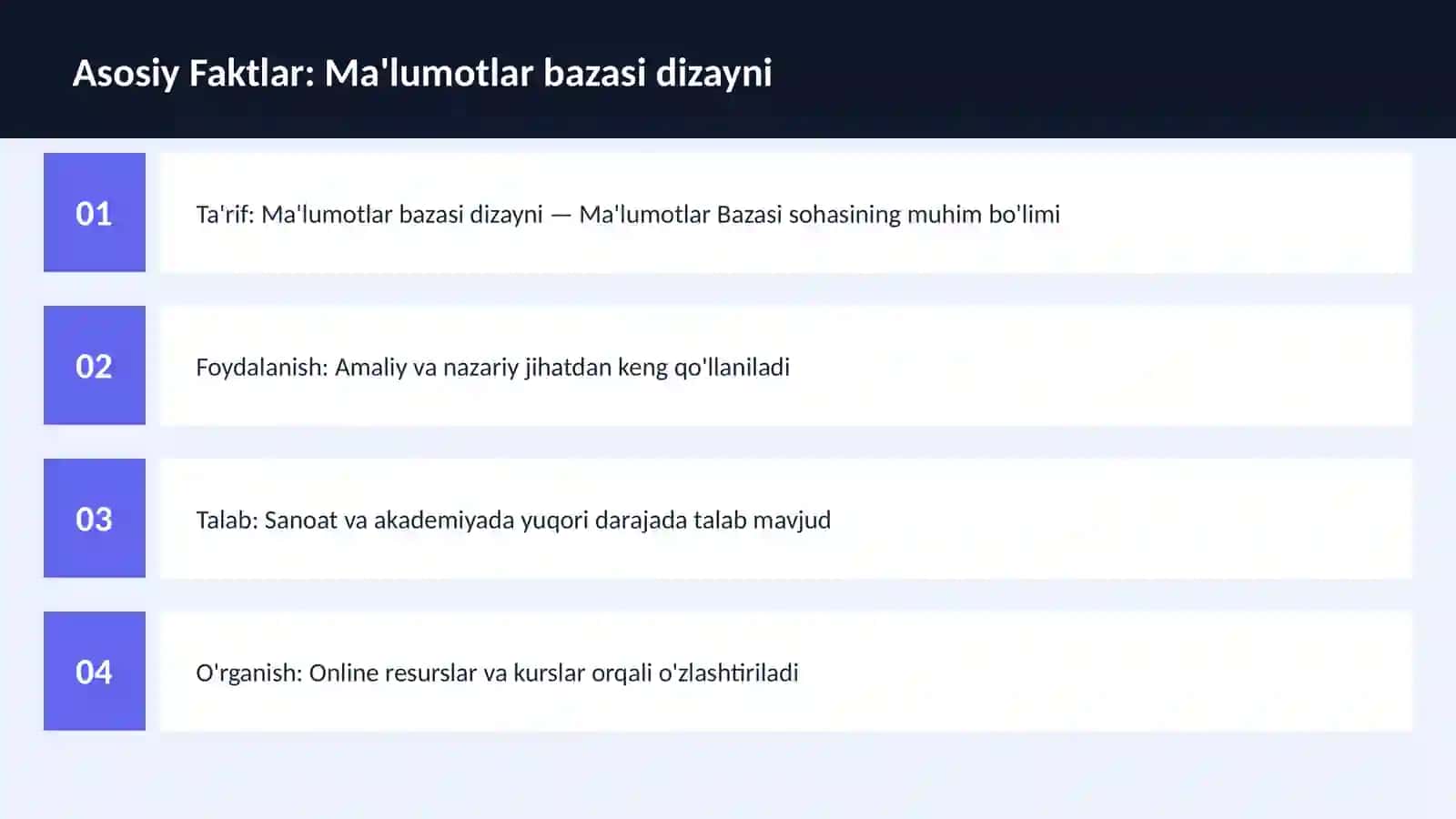 DASTURLASH | MA'LUMOTLAR BAZASI 3