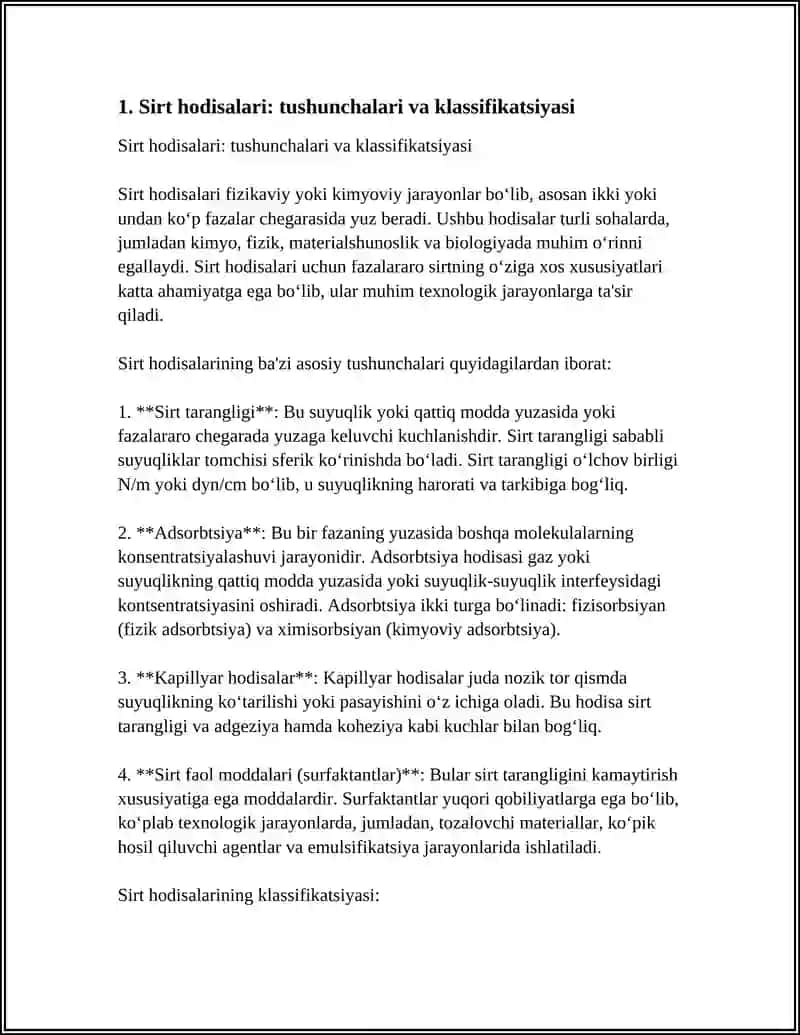SIRT HODISALARI. ADSORBSIYA. XROMATAGRAFIYA 3