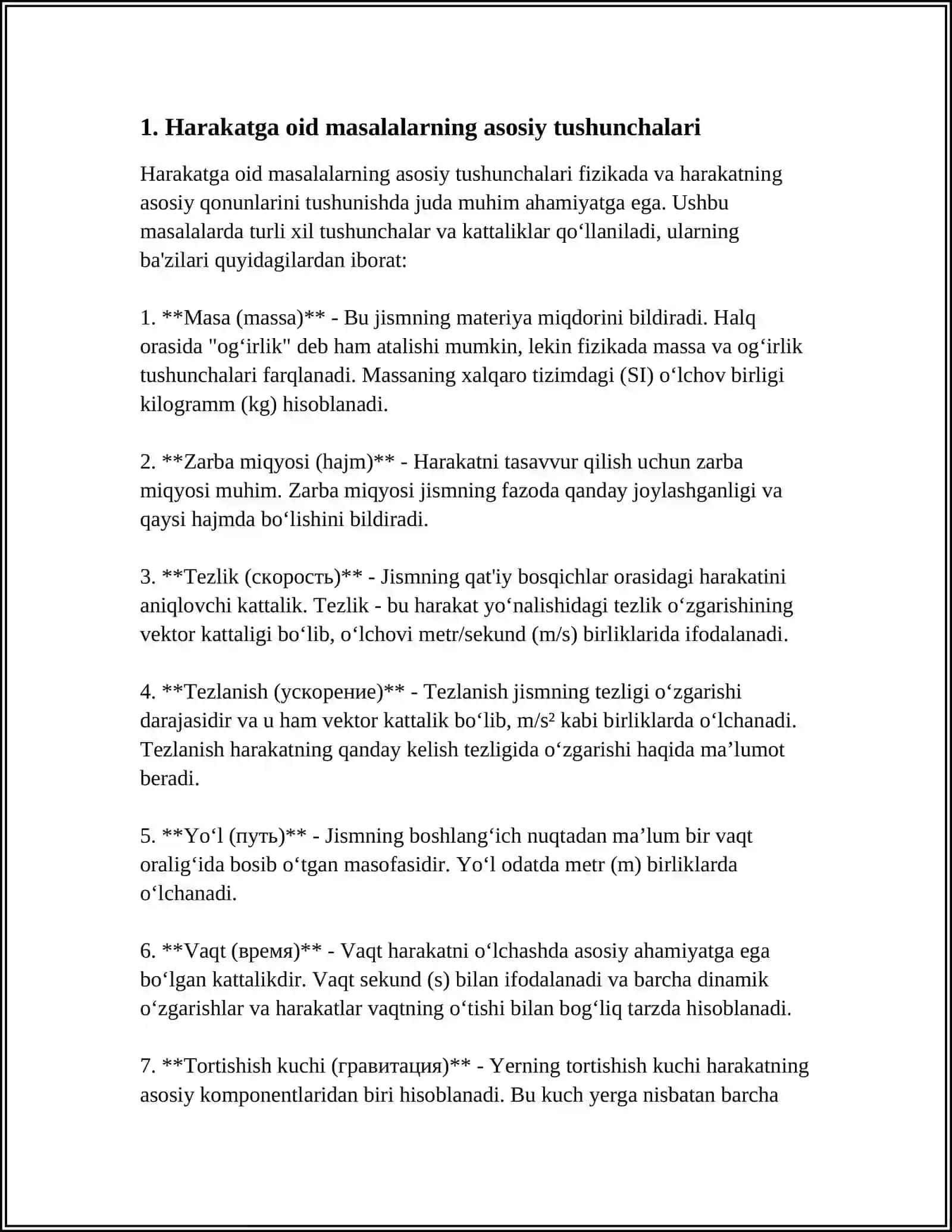 HARAKATGA OID MASALALAR 3