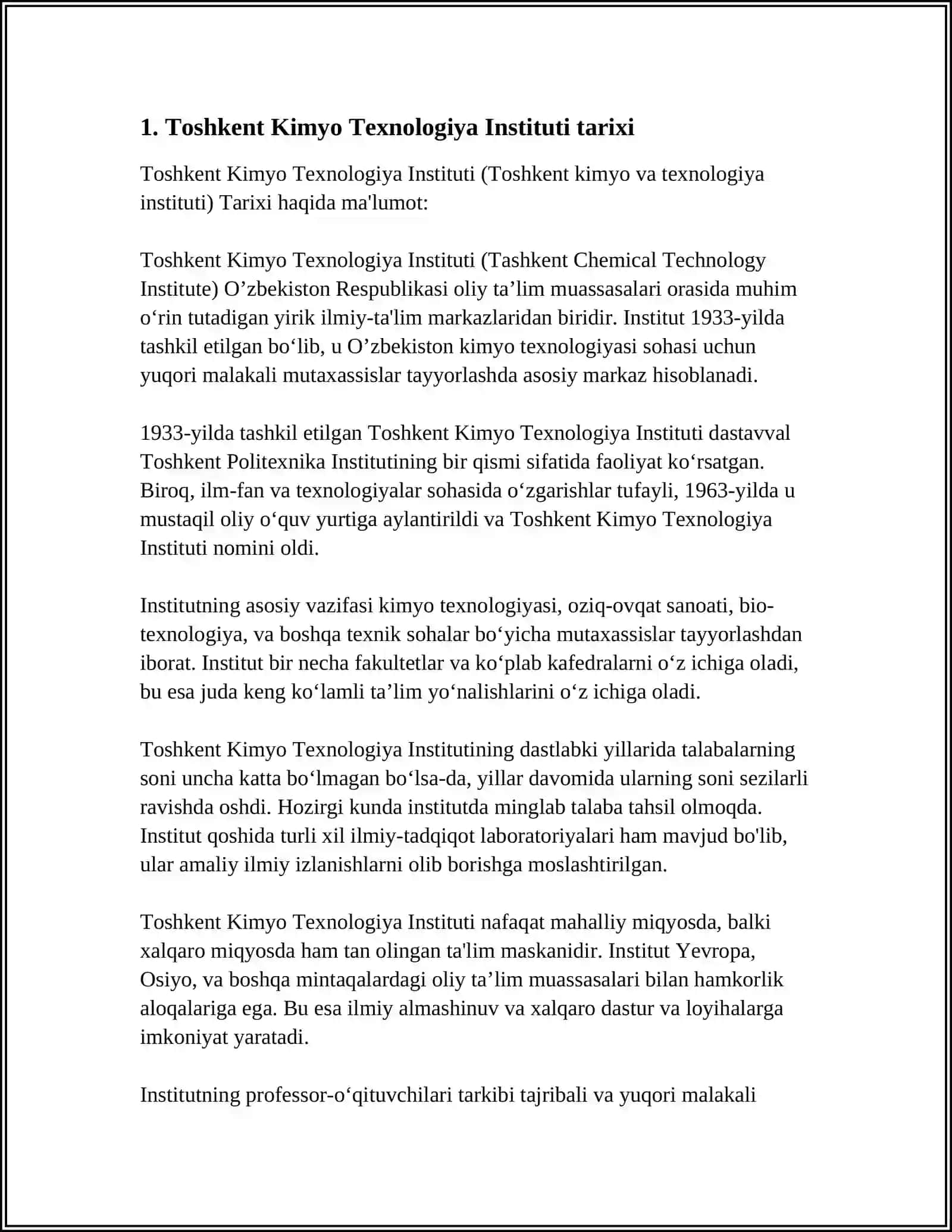 Toshkent Kimyo Texnologiya Instituti 3