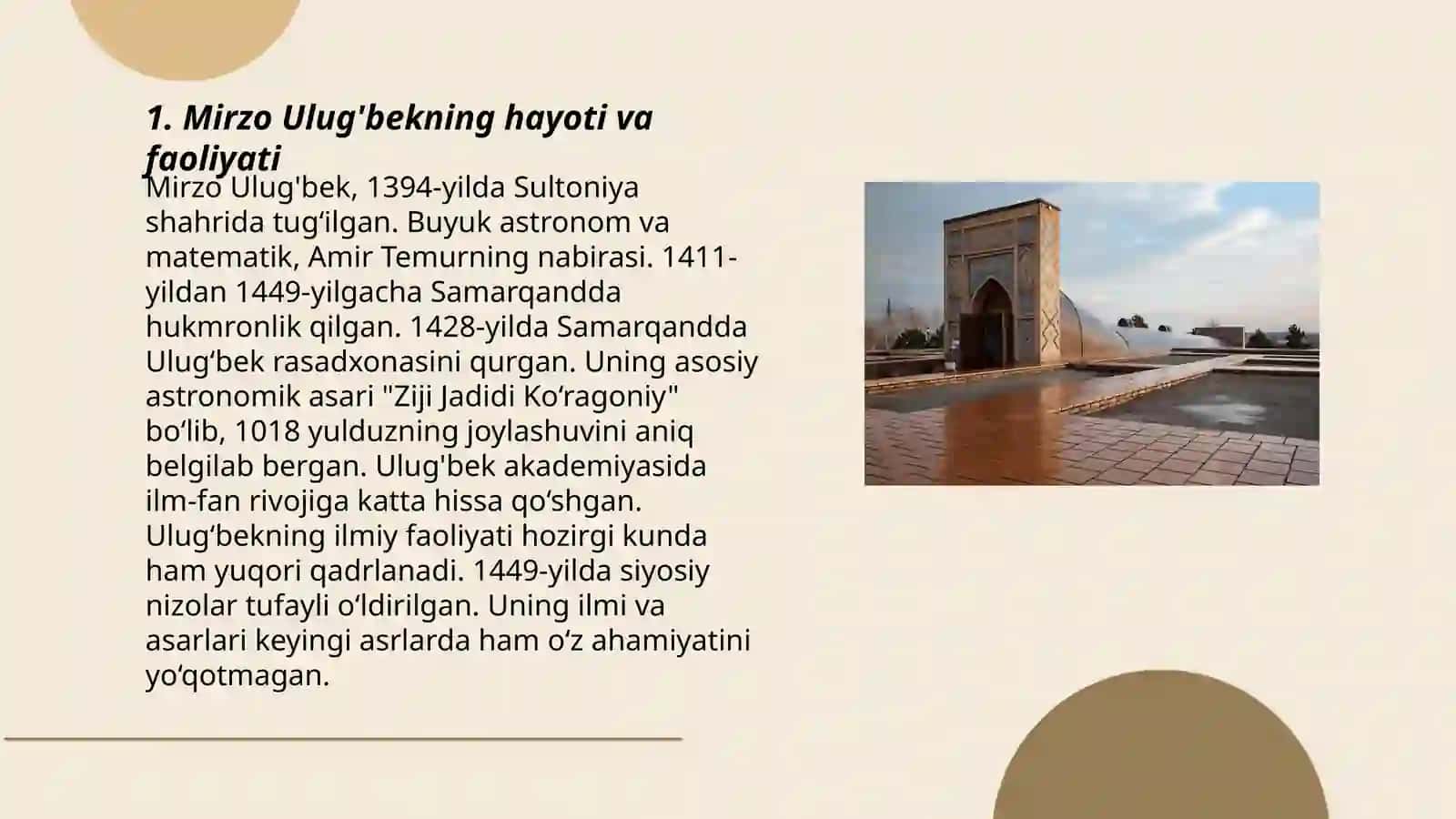 Mirzo Ulug'bekning hayoti va faoliyati 3