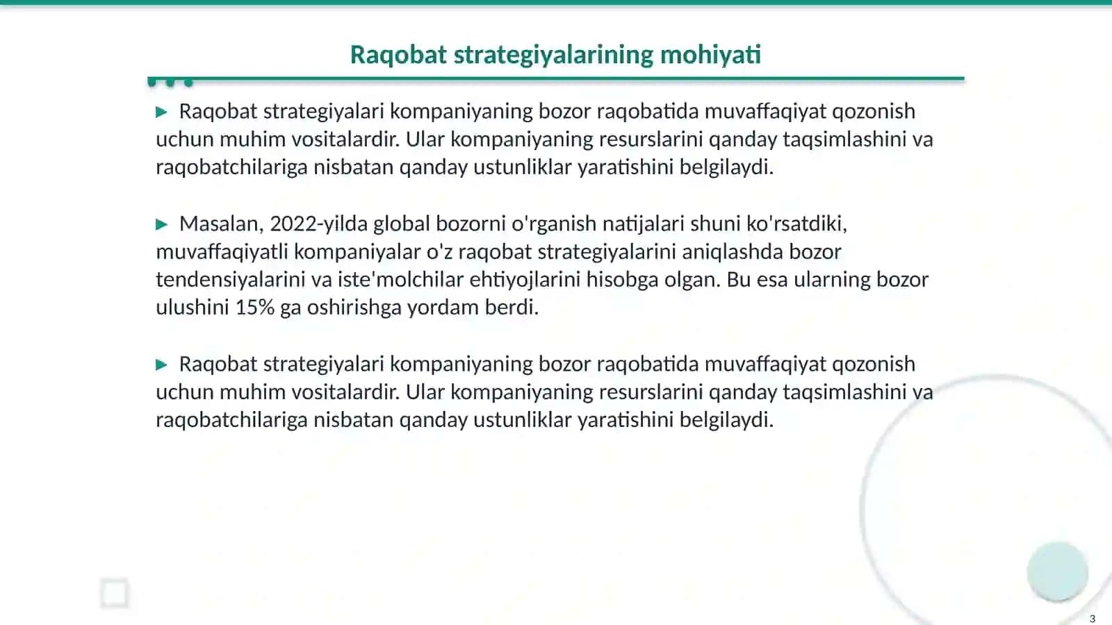 Kompaniyaning Raqobat Strategiyasini tanlash 3