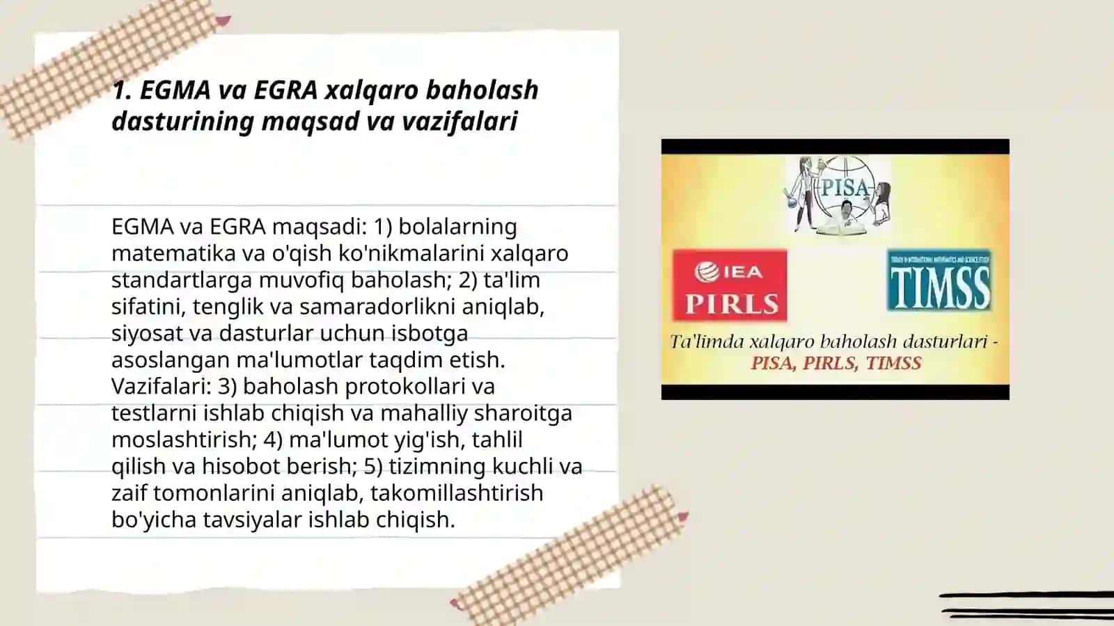 EGMA va EGRA xalqaro baholash dasturida 3