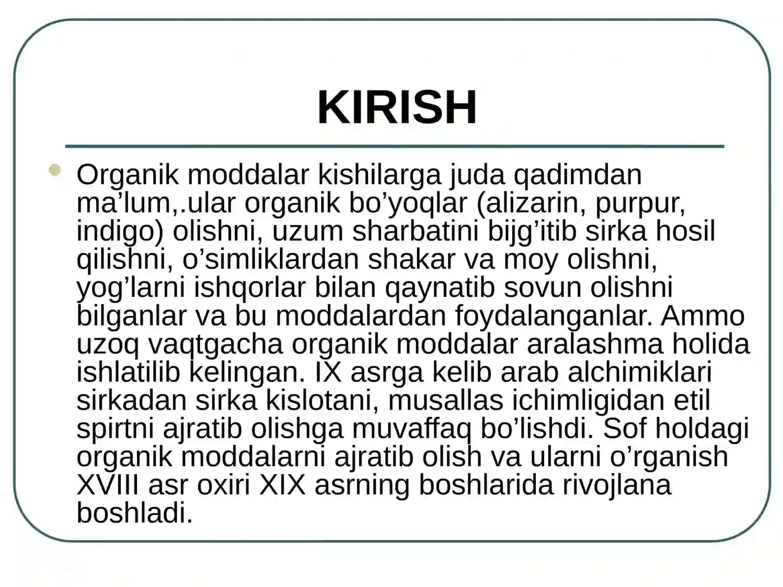 Organikkimyoning rivojlanishi tarixi 3