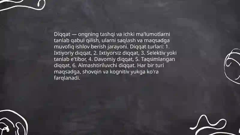 Diqqat turlari va uning xususiyatlari 3