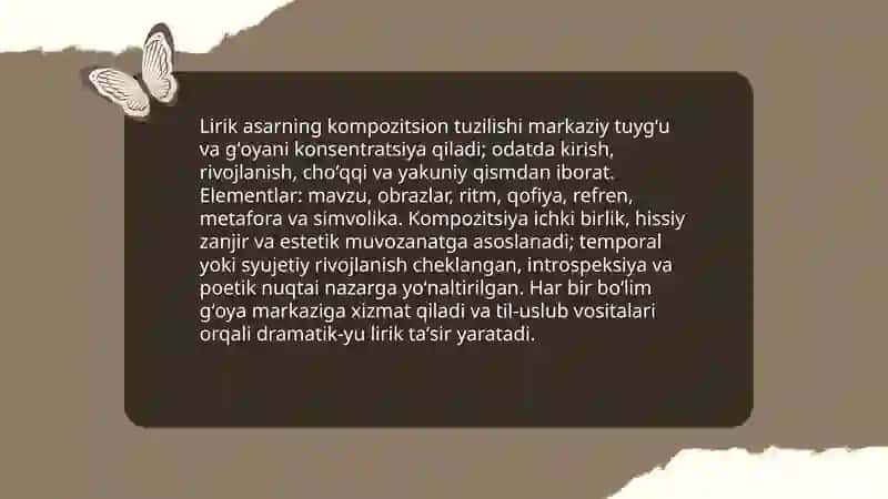 Lirik, Epik va Dramatik asar kompozitsiya 3