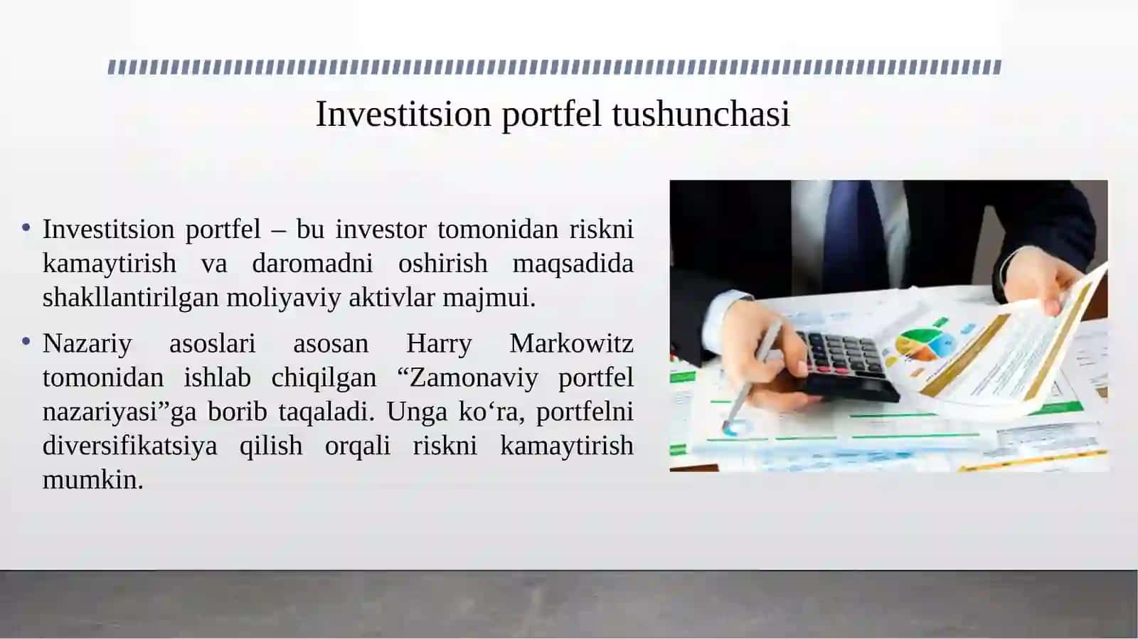Investitsion portfelni shakllantirish va boshqarish 3