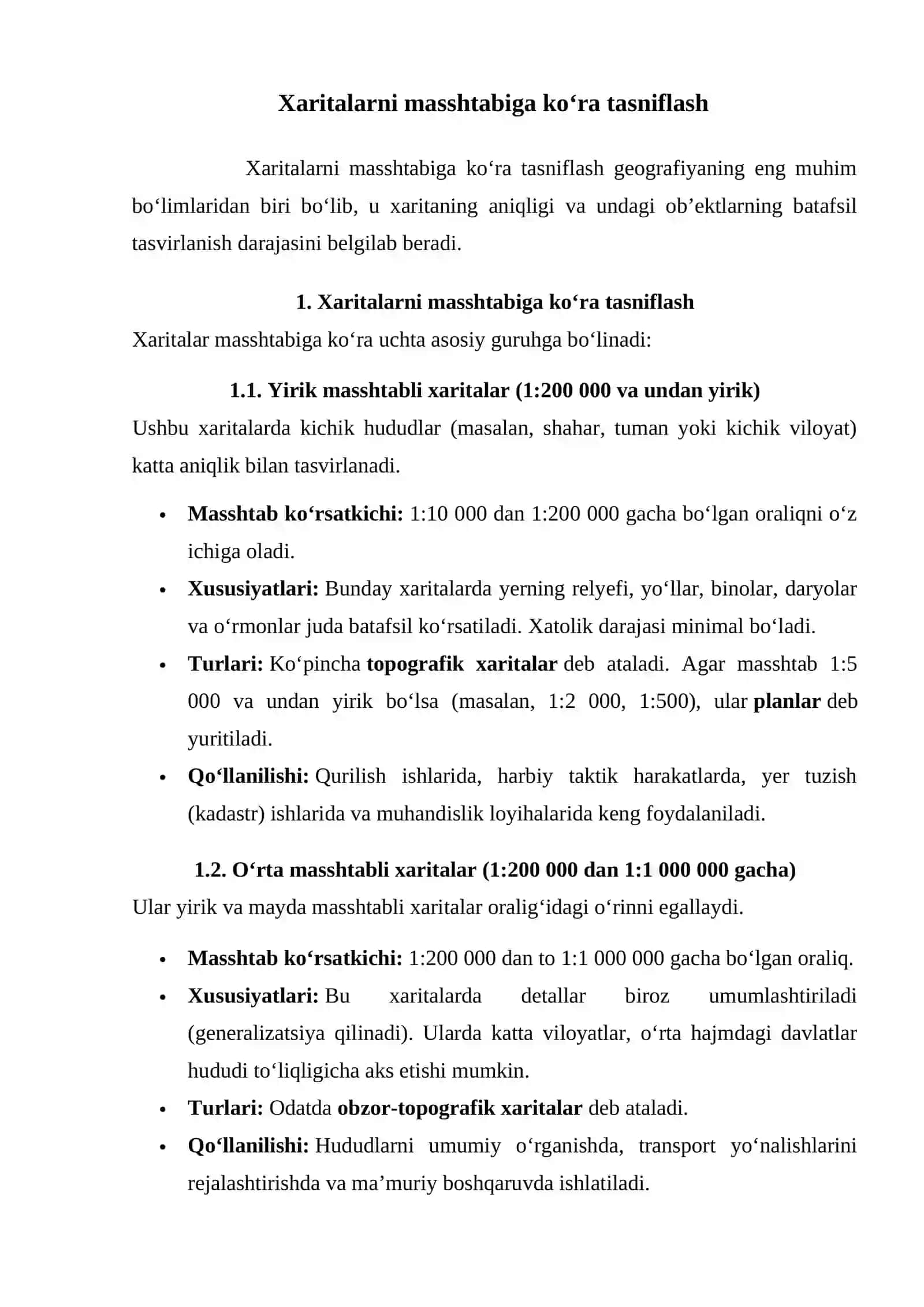 Xaritalar klassifikatsiyasi 3